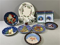 Christmas Plates, Mugs, Relish Trays