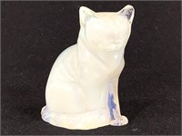 Opalescent Glass Cat Figurine 3 1/2" Tall