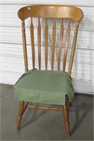 Vtg Wood Chair w/ Seat Pad - 18" Seat Height