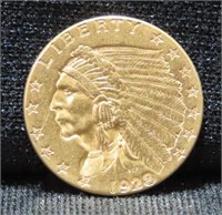 1928 $2 1/2 GOLD COIN - INDIAN HEAD