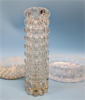 Hobnail Bowl, Nice Glass Vase & Bowl