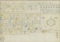 AMERICAN NEEDLEPOINT EMBROIDERY SAMPLER, 18TH C.