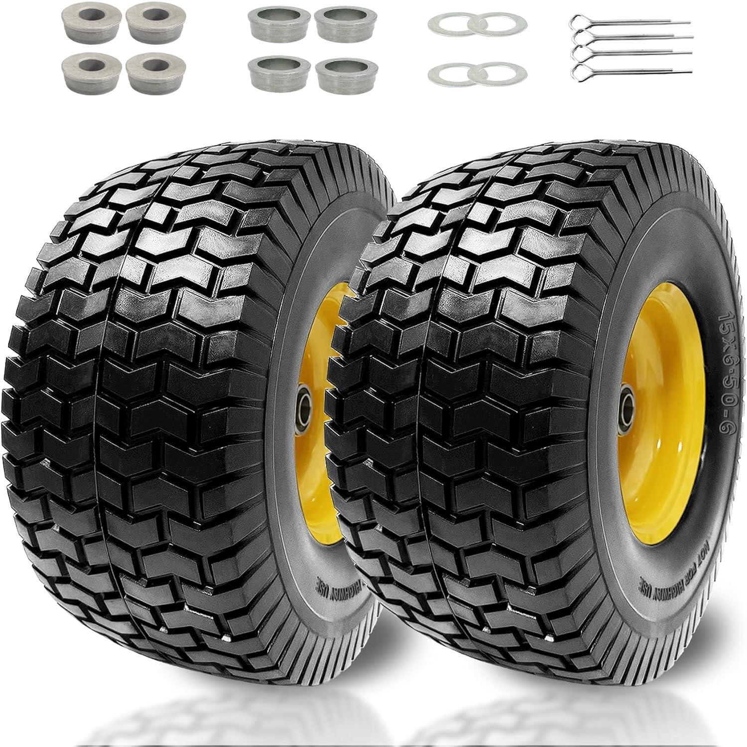 2Pcs Fenluqi 15x6.5-6 Lawn Mower Tires