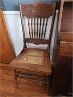 Antique Highback Chair w/Cane Seat