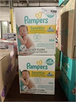 1LOT (2) PAMPERS SENSITIVE WIPES, 504 COUNT EACH