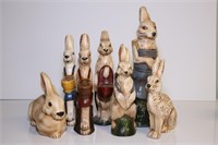 7 Vintage Larger Chalkware Rabbit Scupltures