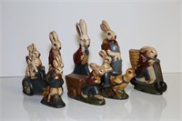 8 Vintage Chalkware Rabbit Sculptures