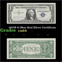 1957B $1 Blue Seal Silver Certificate Grades Choic