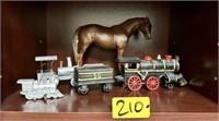 Cast Iron Train Lot with Extras *Horse's leg is