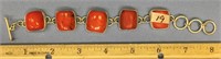 Sterling silver bracelet:  red coral           (g