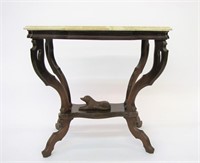 Victorian Marble Top Table, Dog Finial