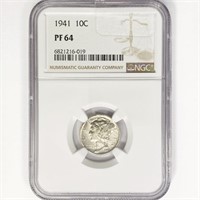 1941 Mercury Silver Dime NGC PF64