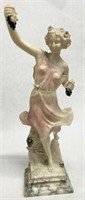 Signed Art Nouveau Alabaster Sculpture of Woman.