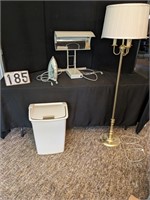 Desk & Floor Lamp, Clothes Iron, Waste Basket