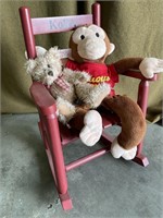 Child’s rocker with Curious George and bear