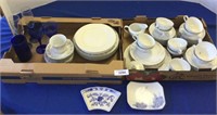 Box Lot of Porcelain China & Glass Stemware