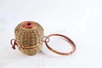 Native Lidded Sweetgrass Darning Basket