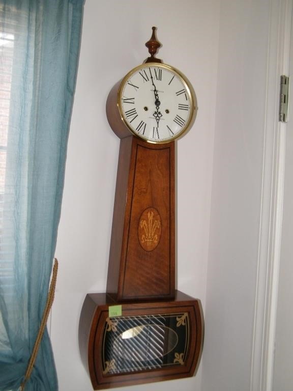 HOWARD MILLER CLOCK WITH INLAID CASE 36" HIGH