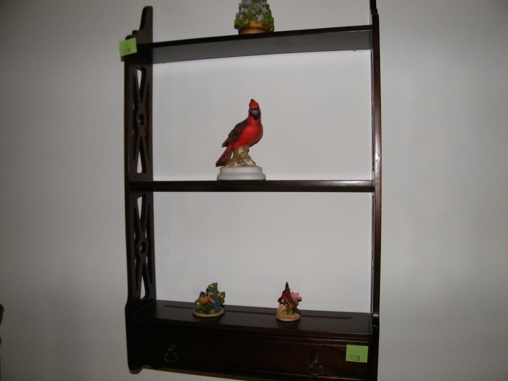 CHIPPENDALE STYLE WALL SHELF W/ DRAWER &