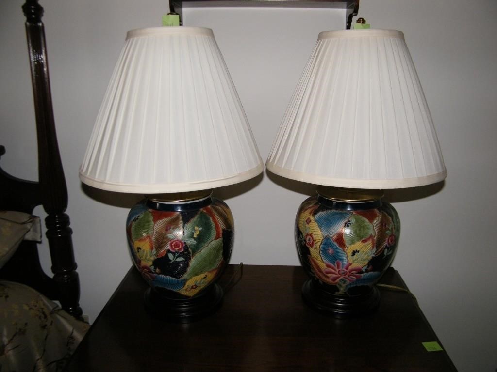 PAIR TEA LEAF LAMPS 25" HIGH