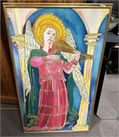 48" x 28" Painting on Tapestry of Angel Playing