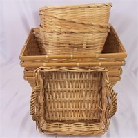 Group of 8 various wicker baskets
