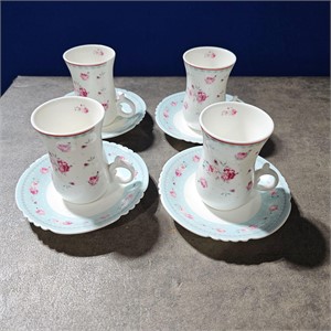 4 Angela bone china cups/saucers