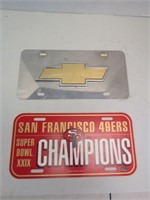 2 License Plates - 1 Chevy 1 SF 49ers