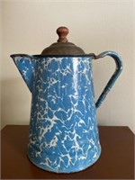 Blue Agateware Coffee Pot