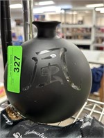 BLACK OVER GLASS ASIAN VASE