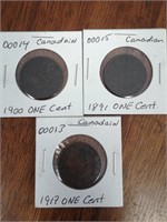 3 Canada Large Cents 1891, 1900, 1917
