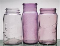 Amethyst Glass Fruit Jars- Drey, Kerr + (3)