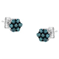 Elegant .50ct Blue Diamond Floral Earrings