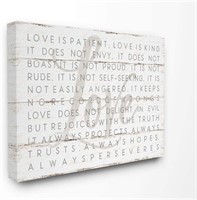 Love is Patient White Planked Look Canvas Wall Art