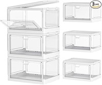 Clear Storage Bin with Lid 3 PacK Stackable