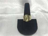 14k Gold Cameo Cigar Band Ring