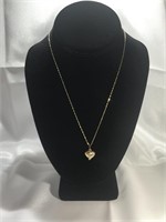 14k Gold Chain With Diamond Puff Heart Necklace