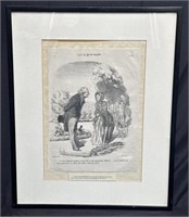 Framed vintage lithograph page from book