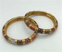 2 JOAN RIVERS Mosaic Metallic Stretch Bracelets