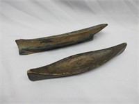 A Hand Carved Miniature Skiff and Canoe