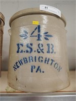 Four Gallon E.S. & B. Slip Decorated Crock