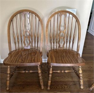 Pair of Solid Wood Oak Chairs 40-1/2” T x 20” W x
