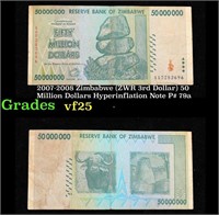 2007-2008 Zimbabwe (ZWR 3rd Dollar) 50 Million Dol