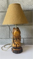Carved Fishing Bear Lamp