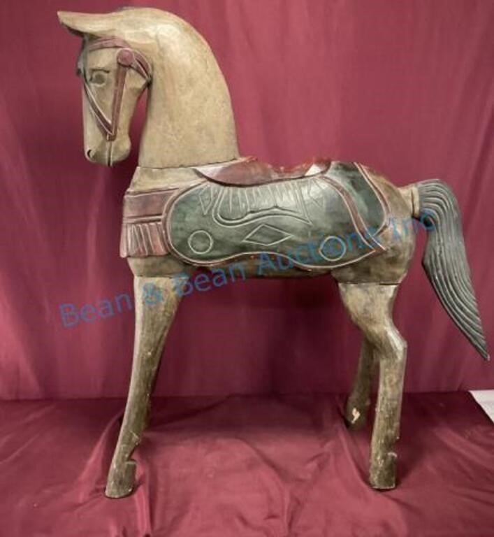 Wooden carved carousel type horse