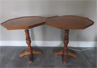 Pair Antique Inlaid Side Tables