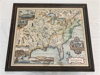 1690 Map of America Framed M