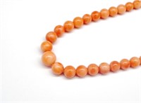 Pink coral graduated beaded necklace