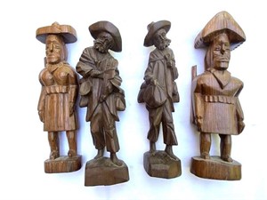4 Carved Wooden Figurines