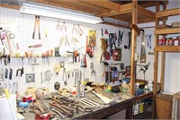 GROUPING OF CONTENTS- TOOLS ON PEG BOARD, WORK